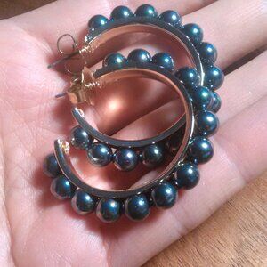 Peacock Shell Pearl Goldtone and Ion Plated Yellow Gold Stainless Steel Earrings